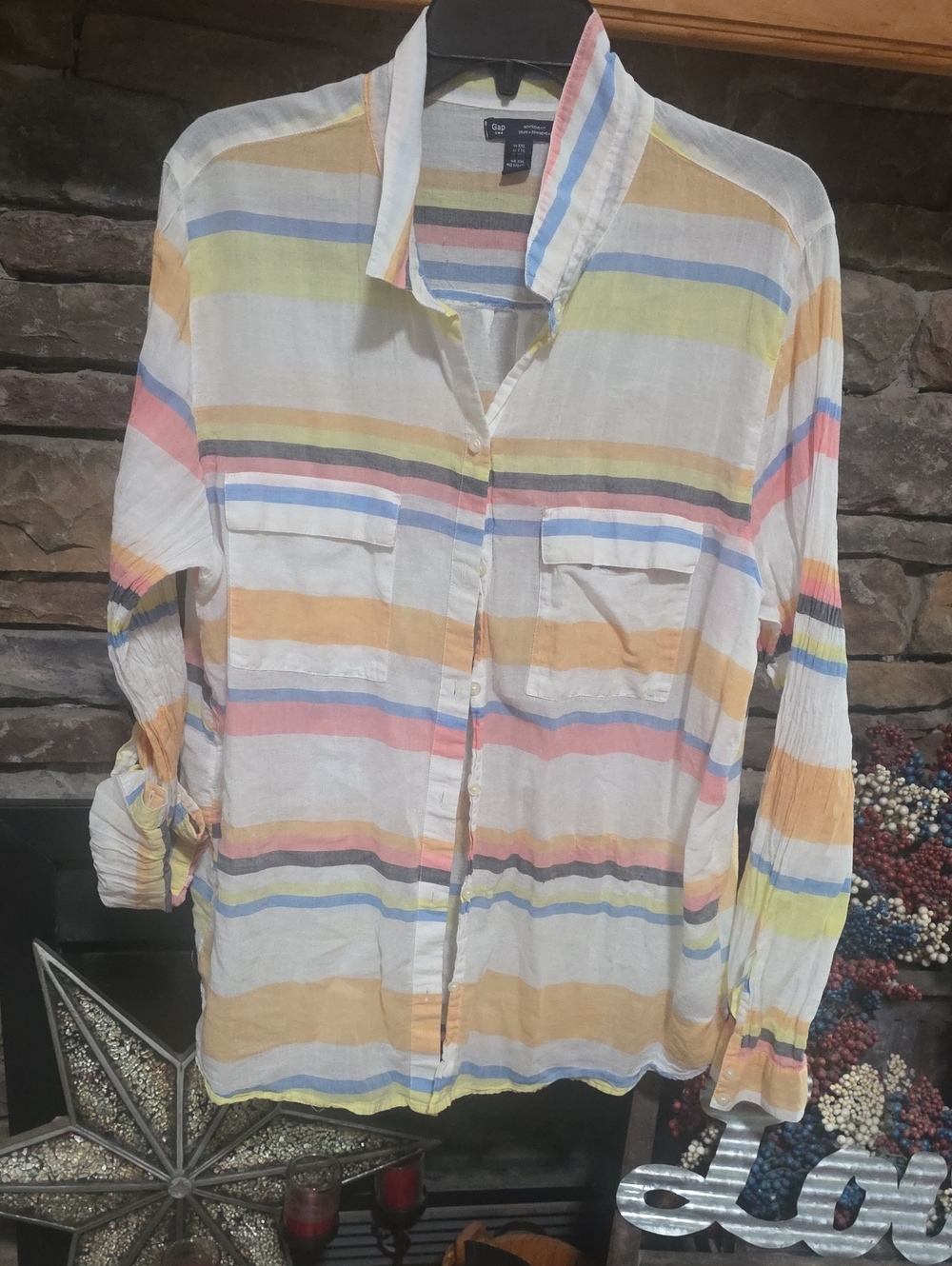 Gap Thin Sheer Button Up Sz XXL